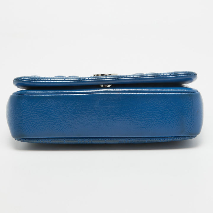 BURBERRY Warm Royal Blue Quilted Patent Leather Small Lola Chain Shoulder Bag