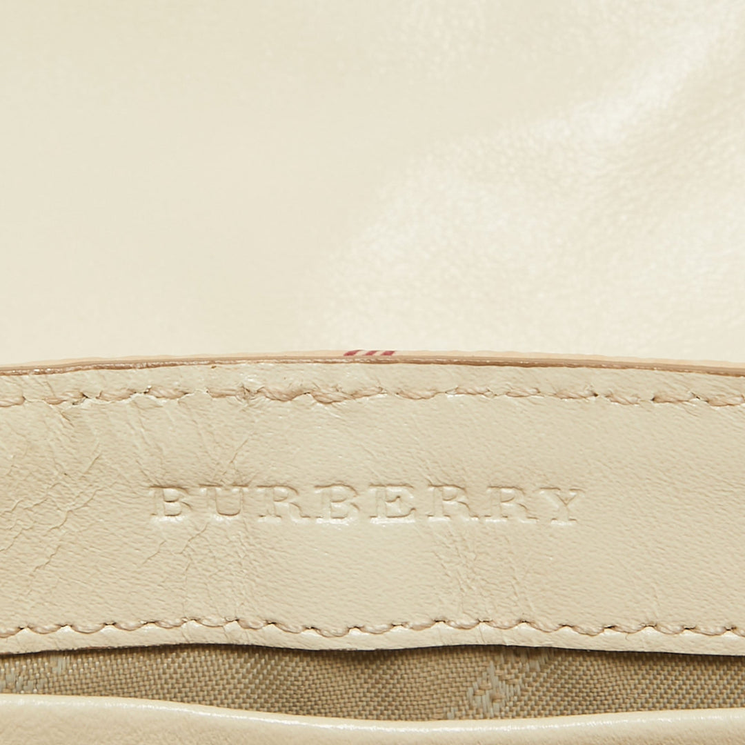 BURBERRY Off White/Beige Haymarket Coated Canvas Tassel Crossbody Bag