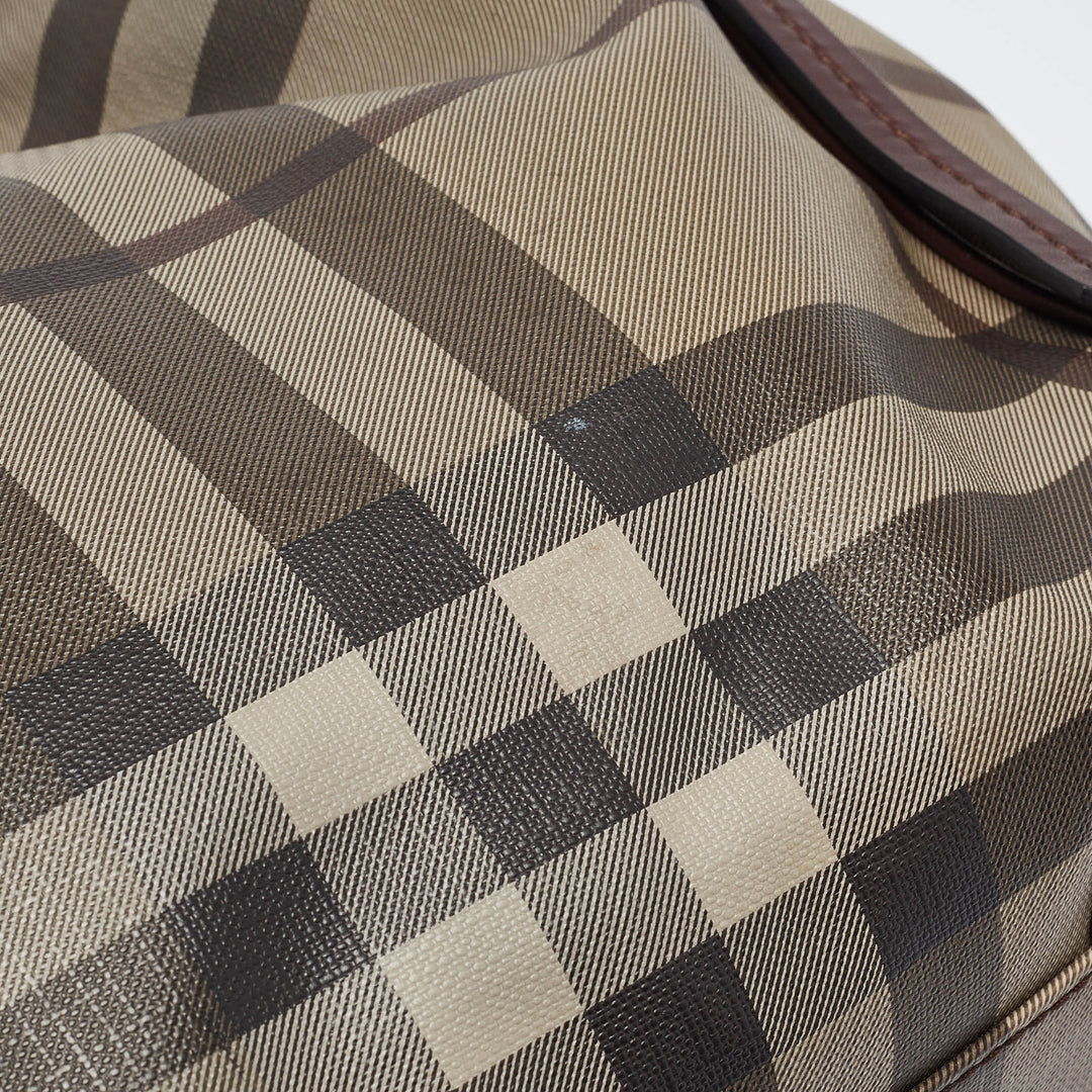 BURBERRY Smoked Check Coated Canvas and Leather Canterbury Tote