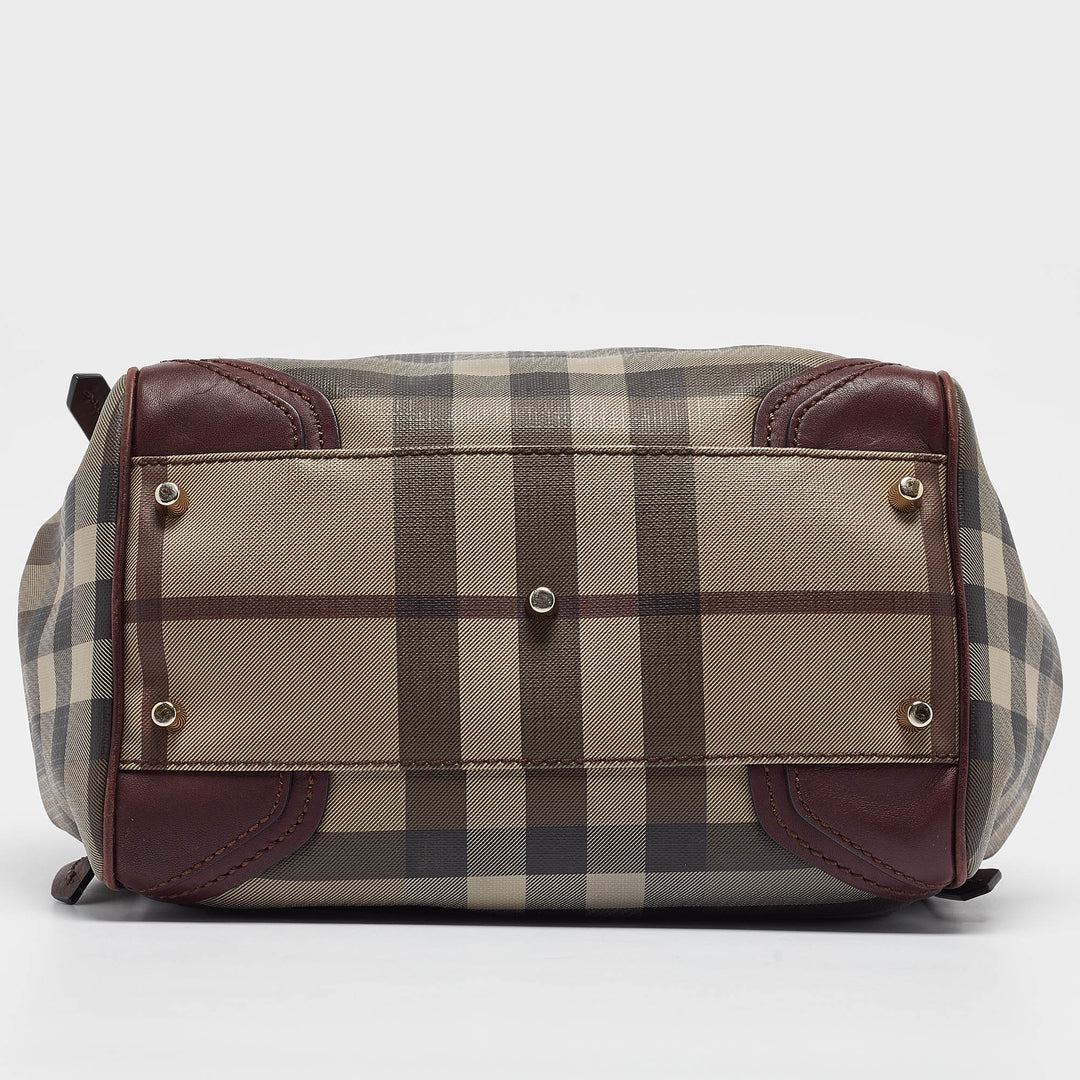 BURBERRY Smoked Check Coated Canvas and Leather Canterbury Tote