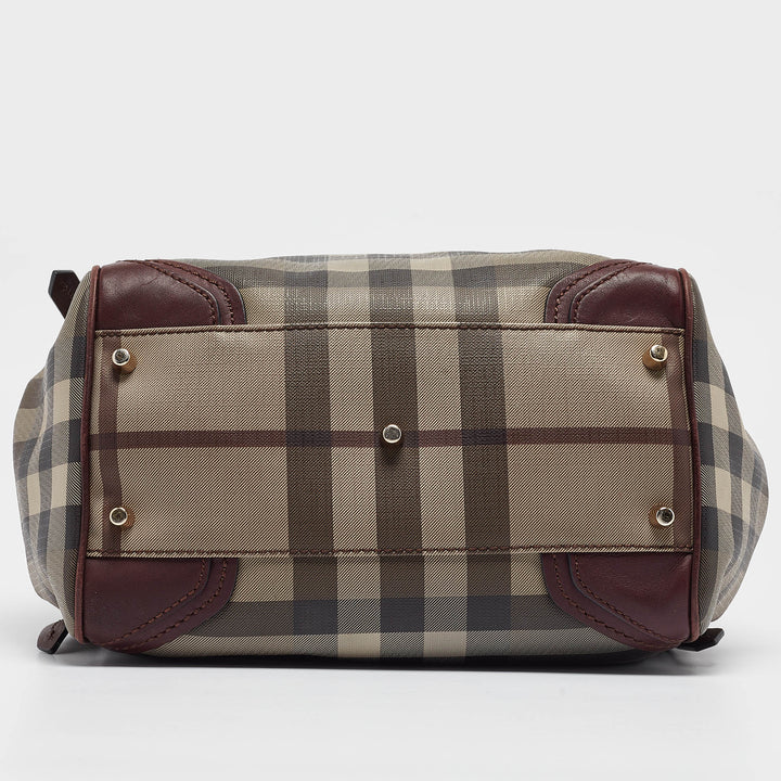 BURBERRY Smoked Check Coated Canvas and Leather Canterbury Tote