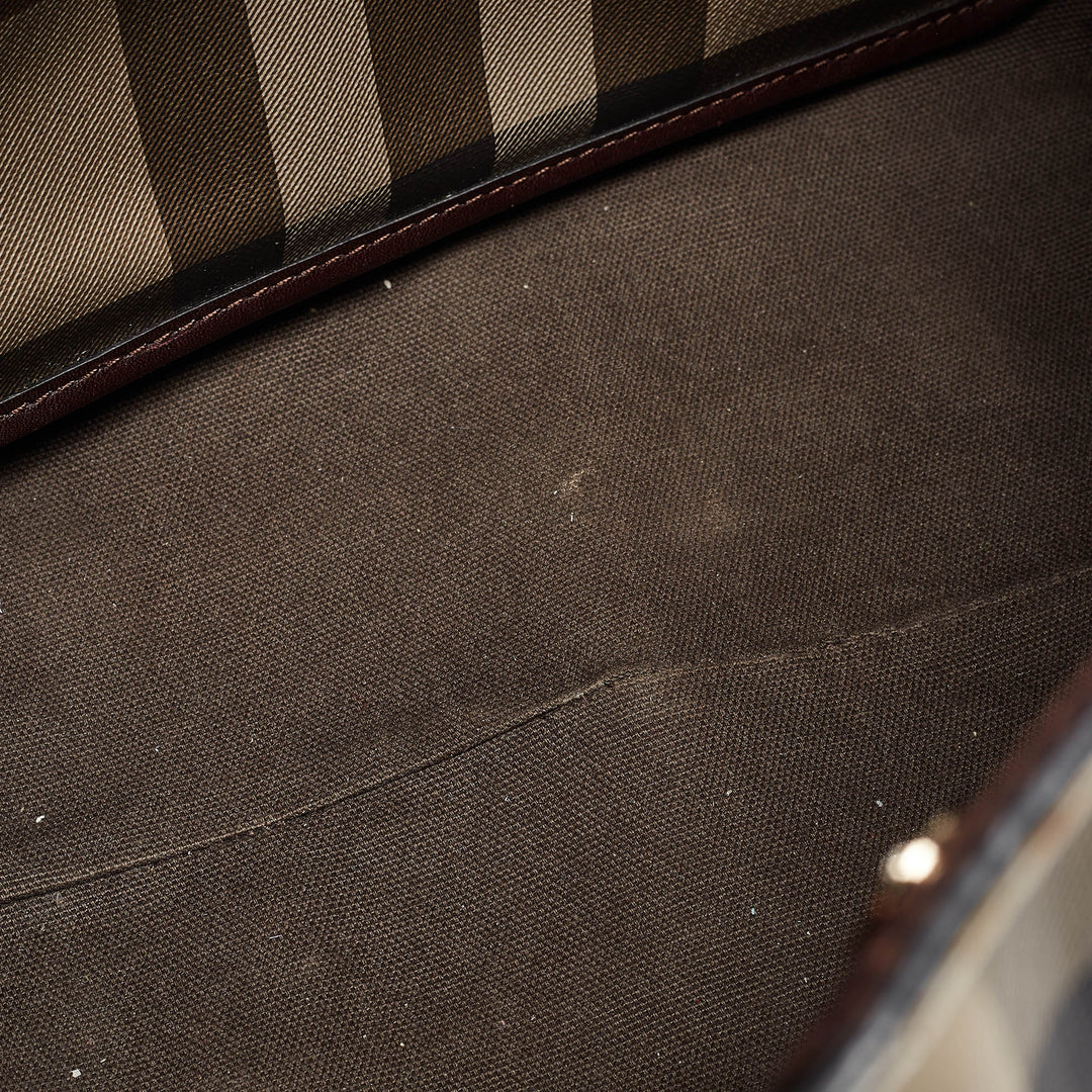 BURBERRY Smoked Check Coated Canvas and Leather Canterbury Tote
