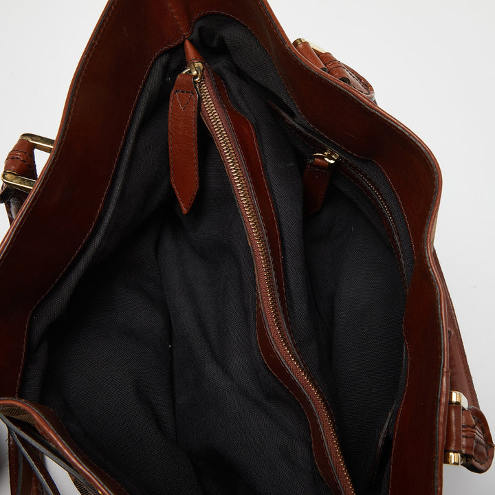 Burberry Beige/Brown House Check Canvas and Leather Medium Bridle Lynher Tote