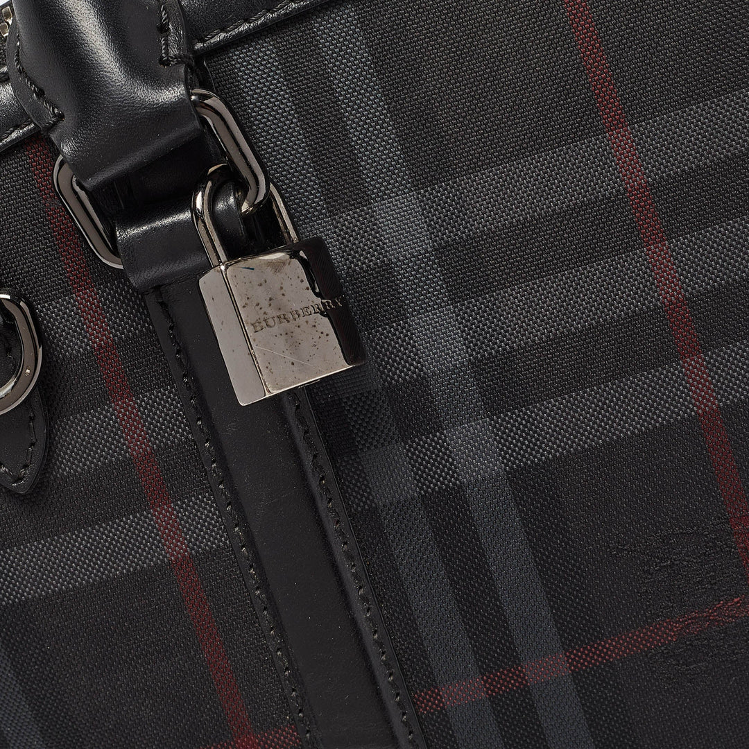 Burberry Black Haymarket Check Nylon and Leather Orchard Bag