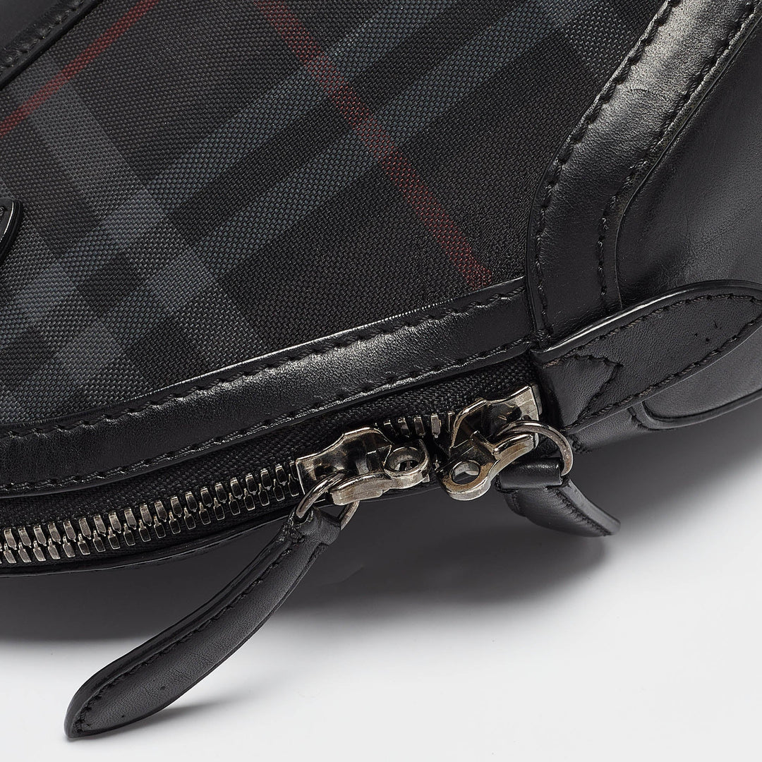 Burberry Black Haymarket Check Nylon and Leather Orchard Bag