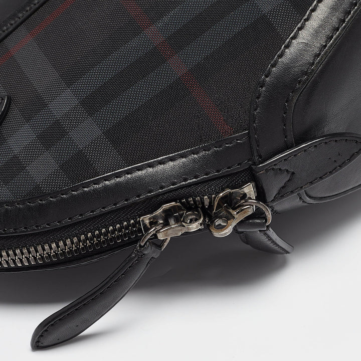 Burberry Black Haymarket Check Nylon and Leather Orchard Bag