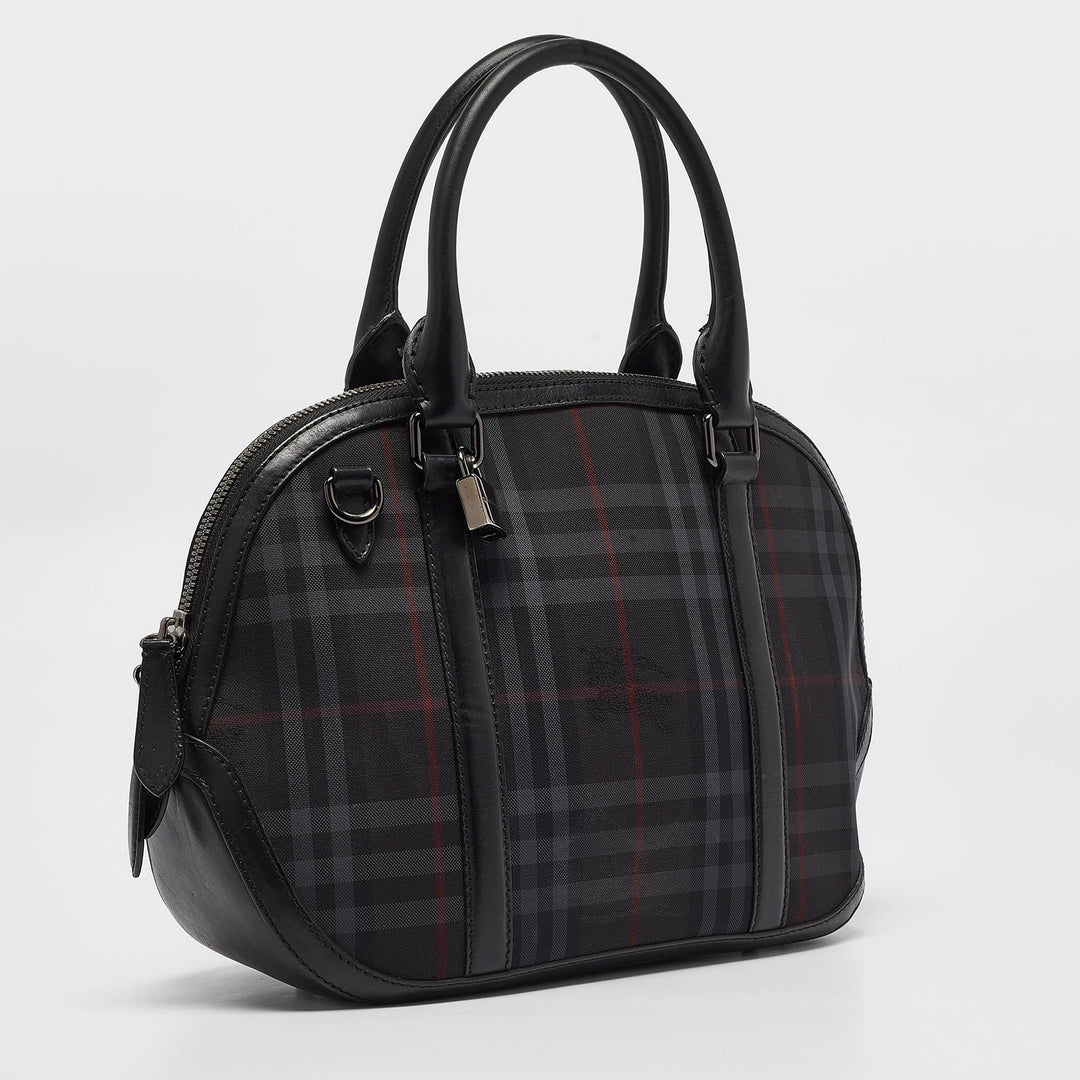 Burberry Black Haymarket Check Nylon and Leather Orchard Bag