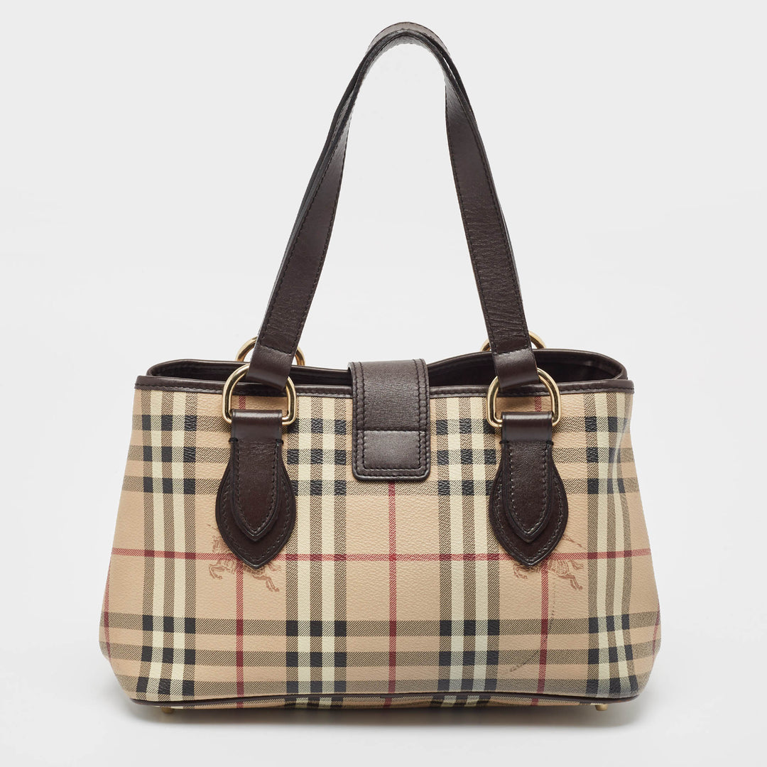 Burberry Brown/Beige Haymarket Coated Canvas and Leather Eden Tote