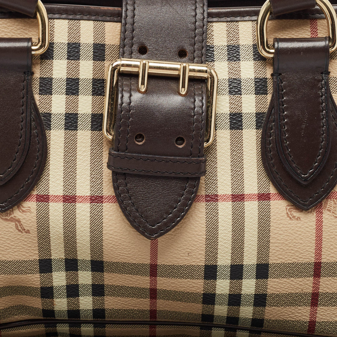Burberry Brown/Beige Haymarket Coated Canvas and Leather Eden Tote