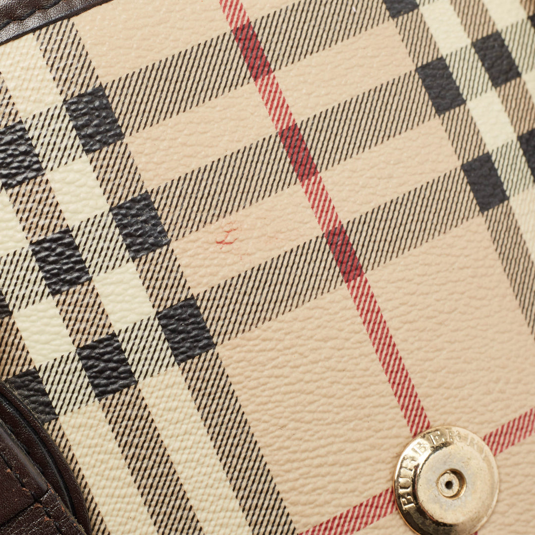 Burberry Brown/Beige Haymarket Coated Canvas and Leather Eden Tote
