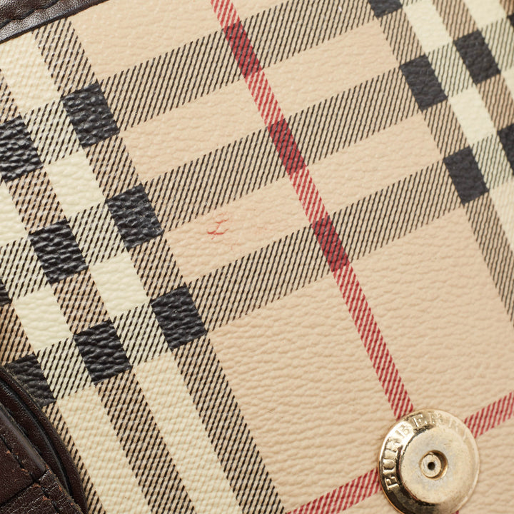 Burberry Brown/Beige Haymarket Coated Canvas and Leather Eden Tote