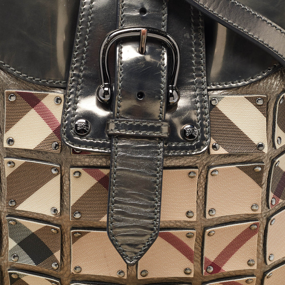Burberry Beige/Metallic Nova Check PVC and Leather Crossbody Bag