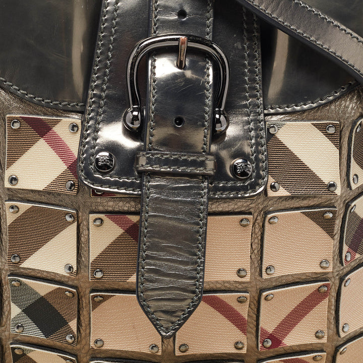 Burberry Beige/Metallic Nova Check PVC and Leather Crossbody Bag
