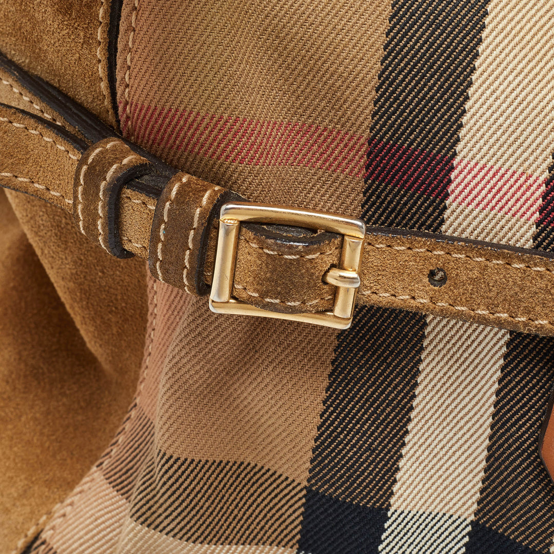 Burberry Multicolor House Check Canvas,Suede and Leather Tote