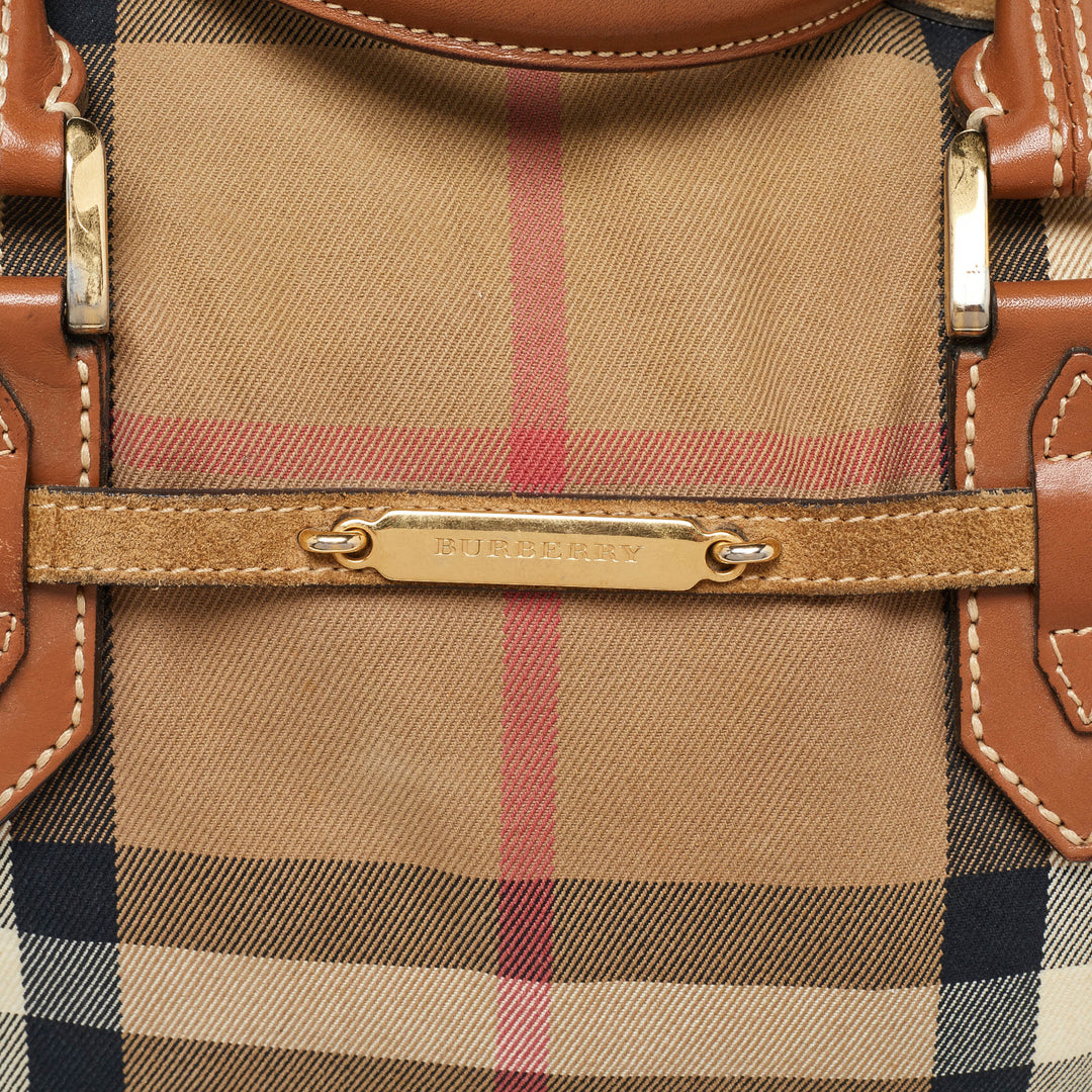 Burberry Multicolor House Check Canvas,Suede and Leather Tote