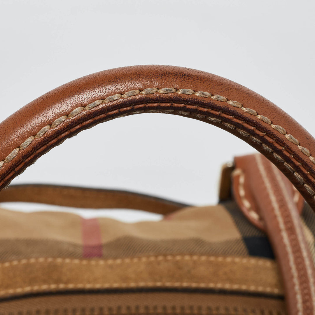Burberry Multicolor House Check Canvas,Suede and Leather Tote