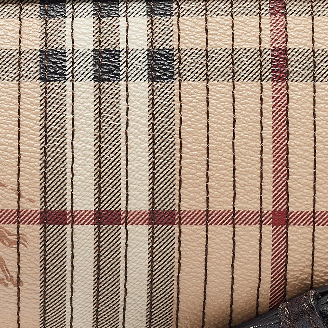 Burberry Brown/Beige Haymarket Coated Canvas and Leather Stipe Long Shoulder Bag