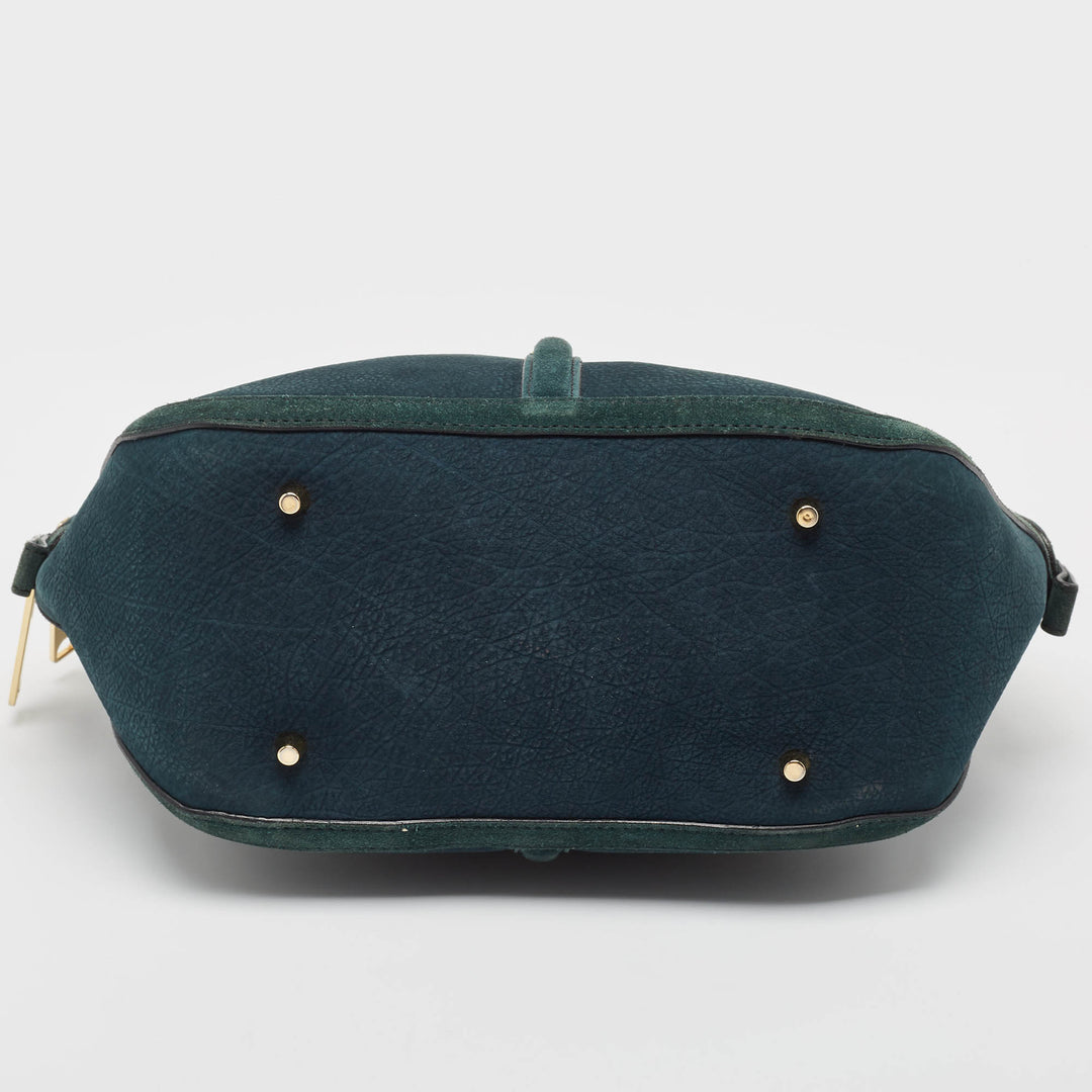 Burberry Dark Green Nubuck Leather Orchard Satchel