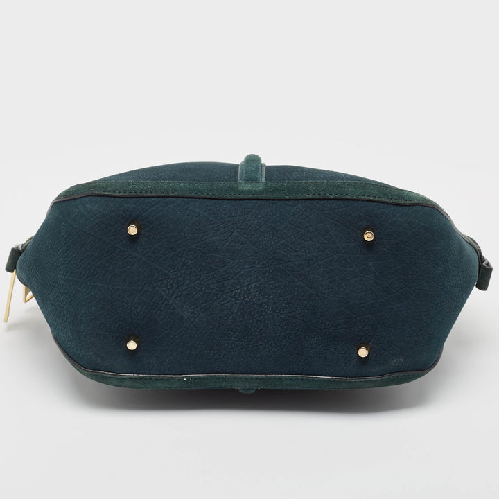 Burberry Dark Green Nubuck Leather Orchard Satchel