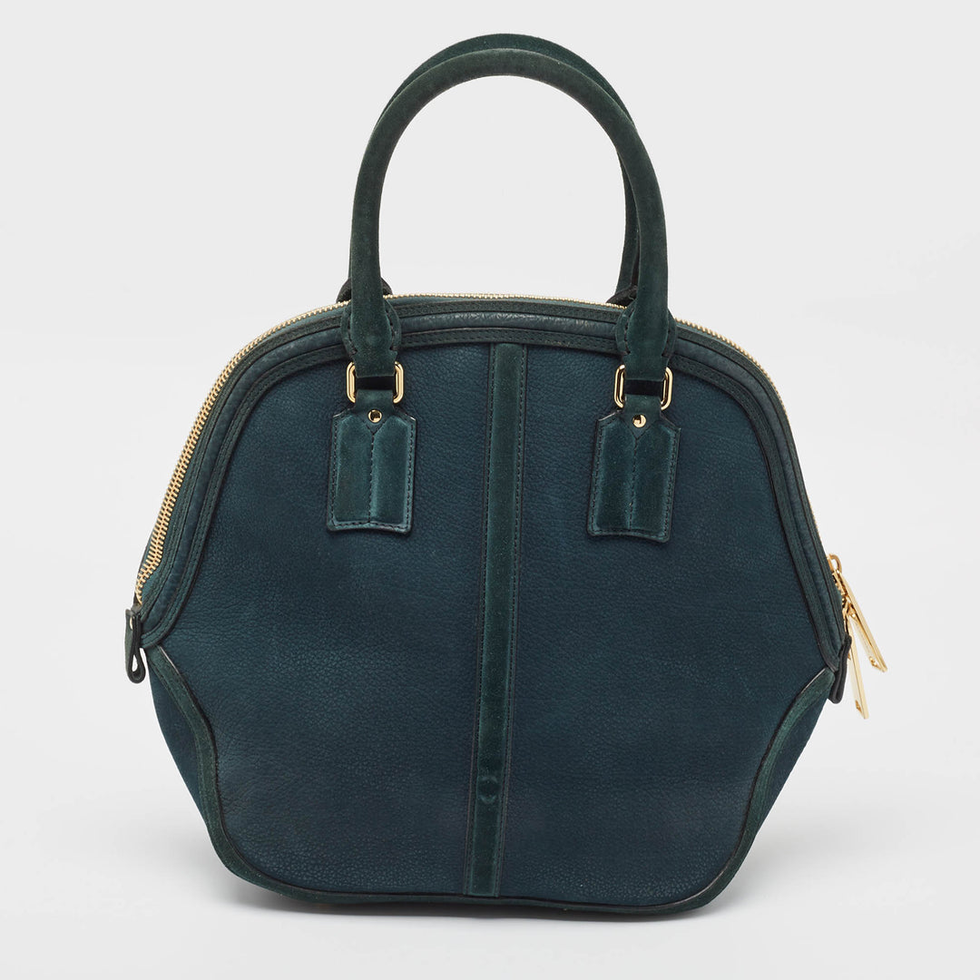 Burberry Dark Green Nubuck Leather Orchard Satchel