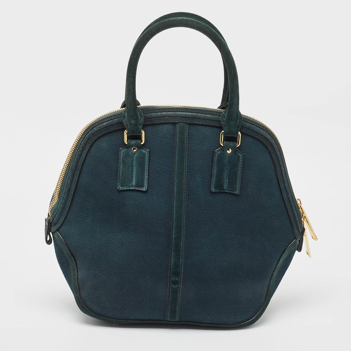 Burberry Dark Green Nubuck Leather Orchard Satchel