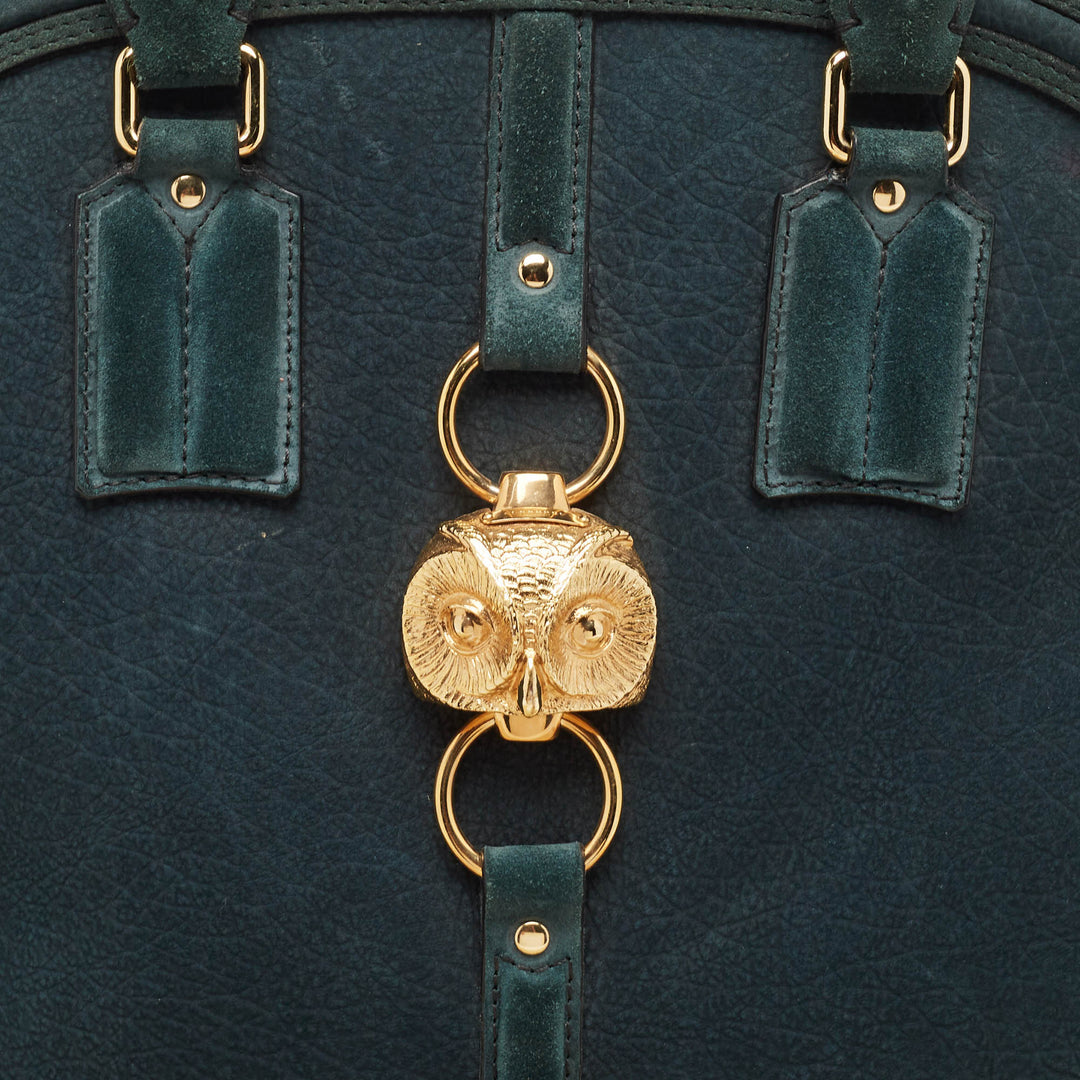 Burberry Dark Green Nubuck Leather Orchard Satchel