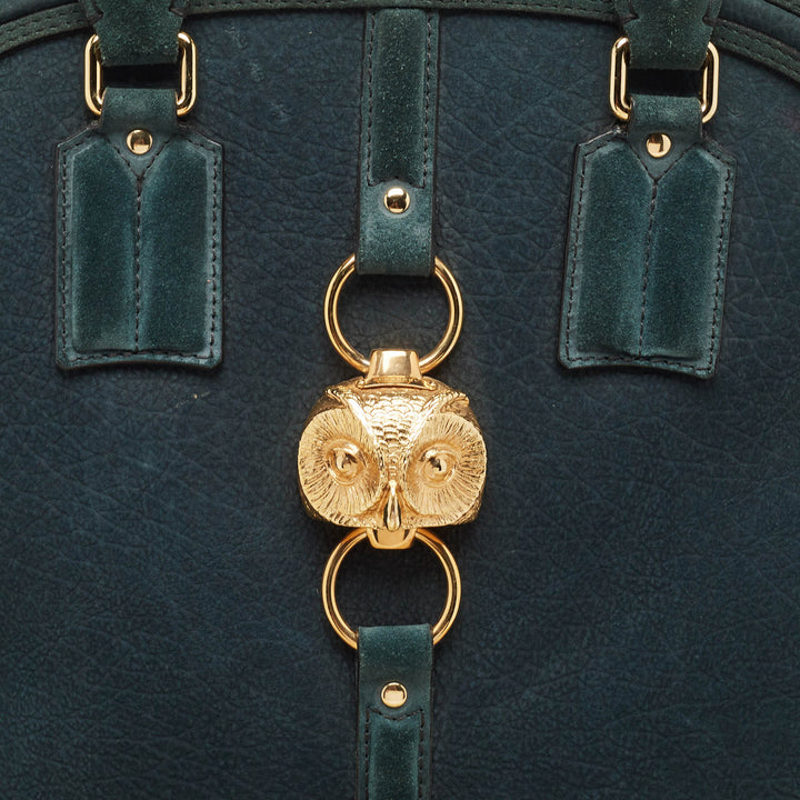 Burberry Dark Green Nubuck Leather Orchard Satchel