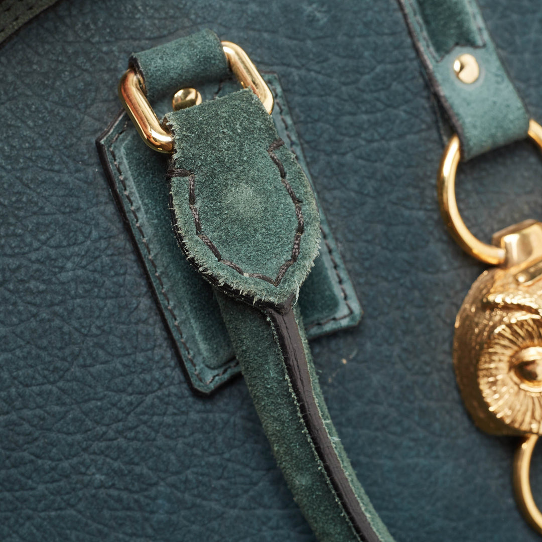 Burberry Dark Green Nubuck Leather Orchard Satchel