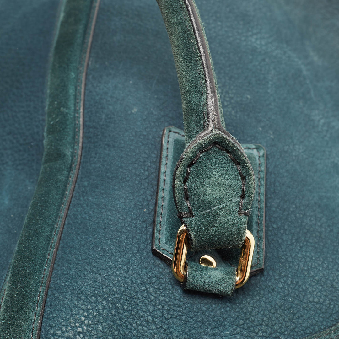 Burberry Dark Green Nubuck Leather Orchard Satchel