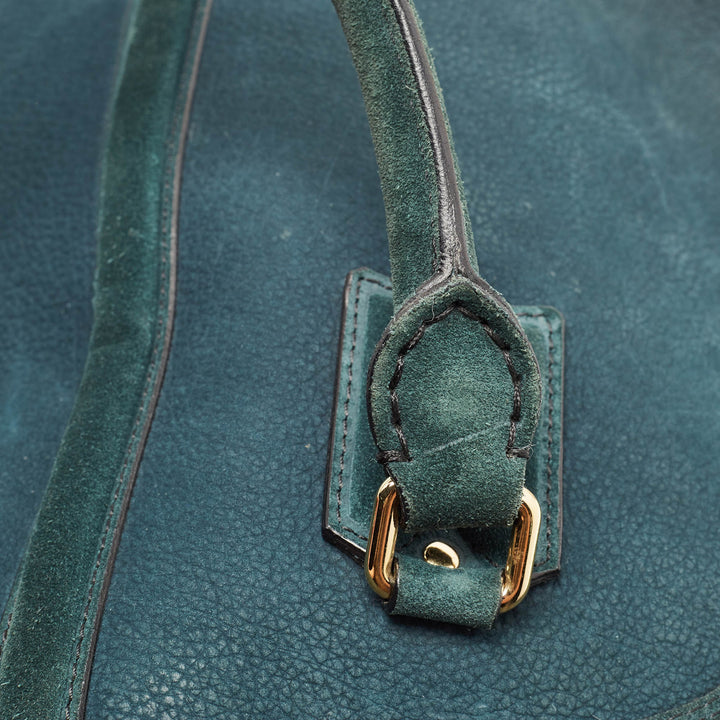Burberry Dark Green Nubuck Leather Orchard Satchel