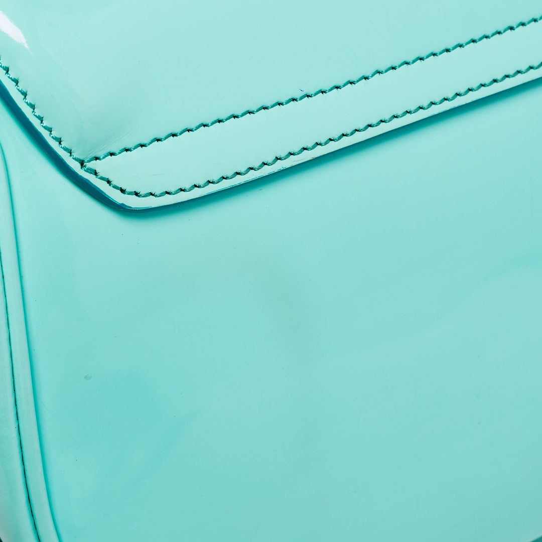 Burberry Light Blue Patent Leather Small Leigh Crossbody Bag