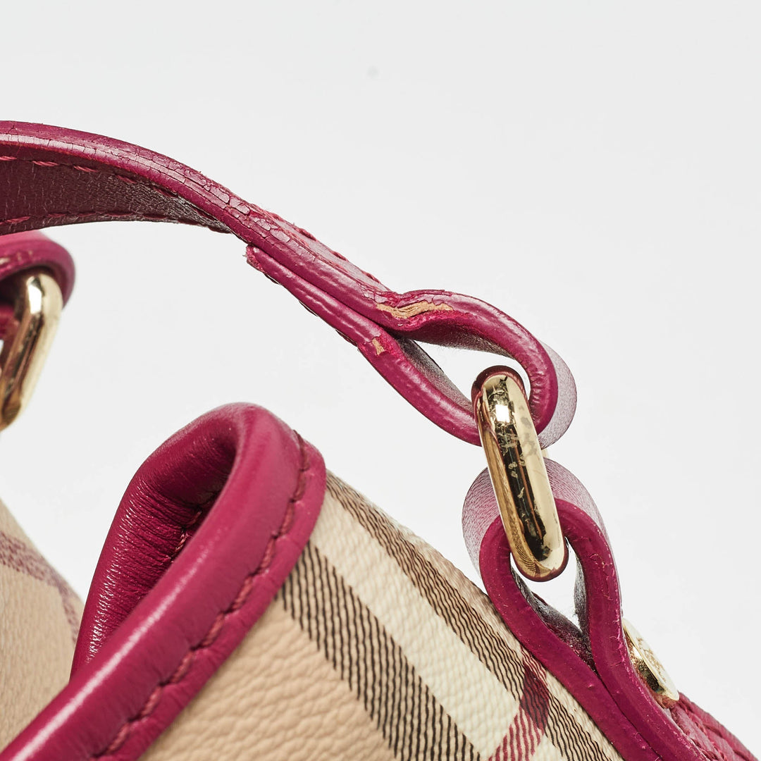 Burberry Pink/Beige Haymarket Check Coated Canvas and Leather Small Canterbury Tote