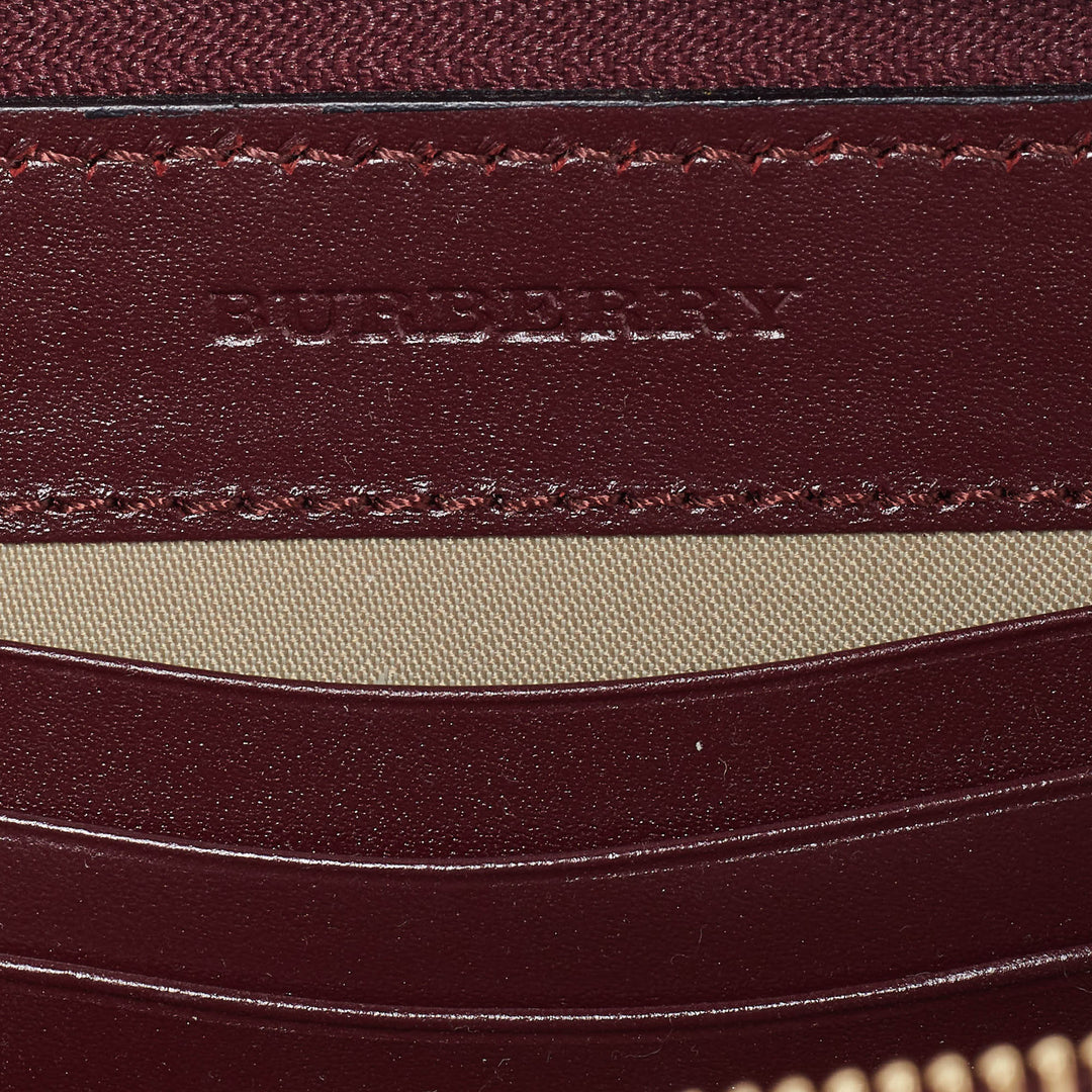Burberry Burgundy Leather Double Zip Compact Wallet