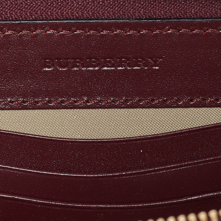 Burberry Burgundy Leather Double Zip Compact Wallet