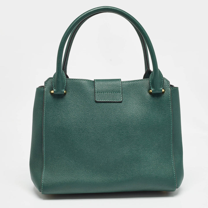 Burberry Green Leather Buckle Tote