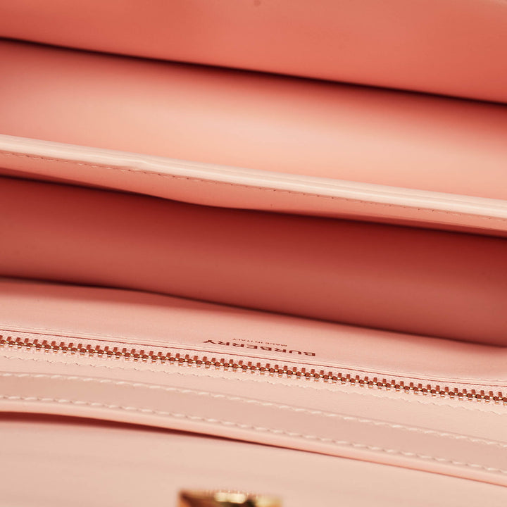 Burberry Peach Pink Leather Small TB Shoulder Bag