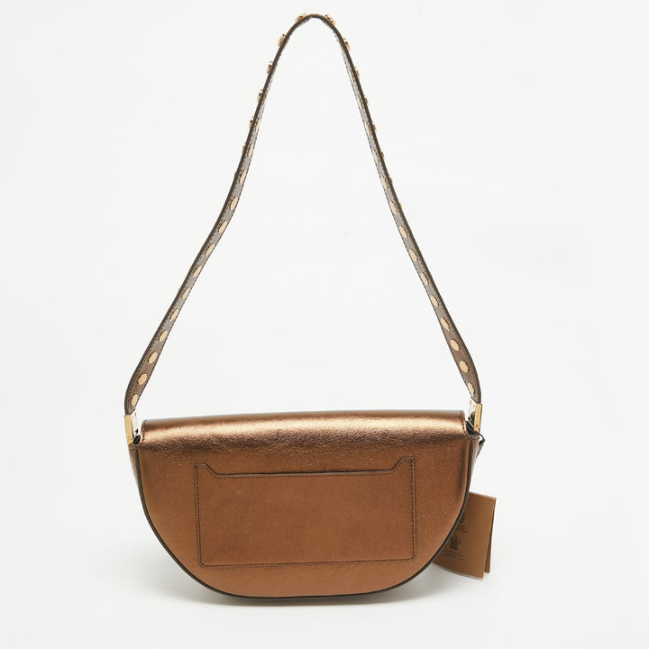 Burberry Bronze Leather Small Studded Olympia Shoulder Bag