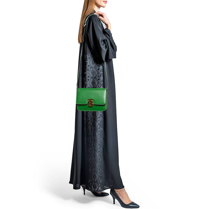 Burberry Green Leather Small TB Shoulder Bag