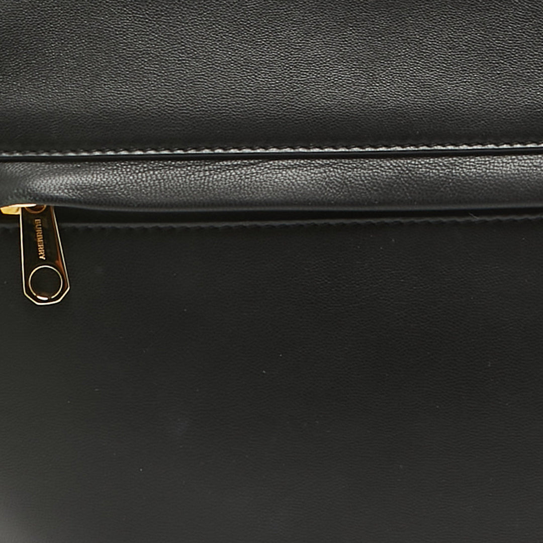 Burberry Black Leather Large Olympia Shoulder Bag
