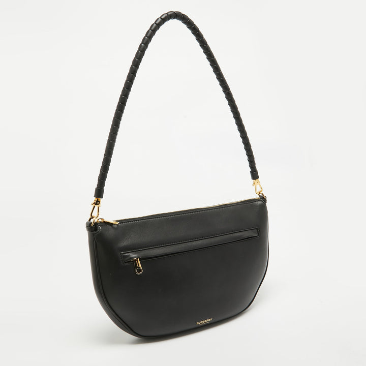 Burberry Black Leather Large Olympia Shoulder Bag
