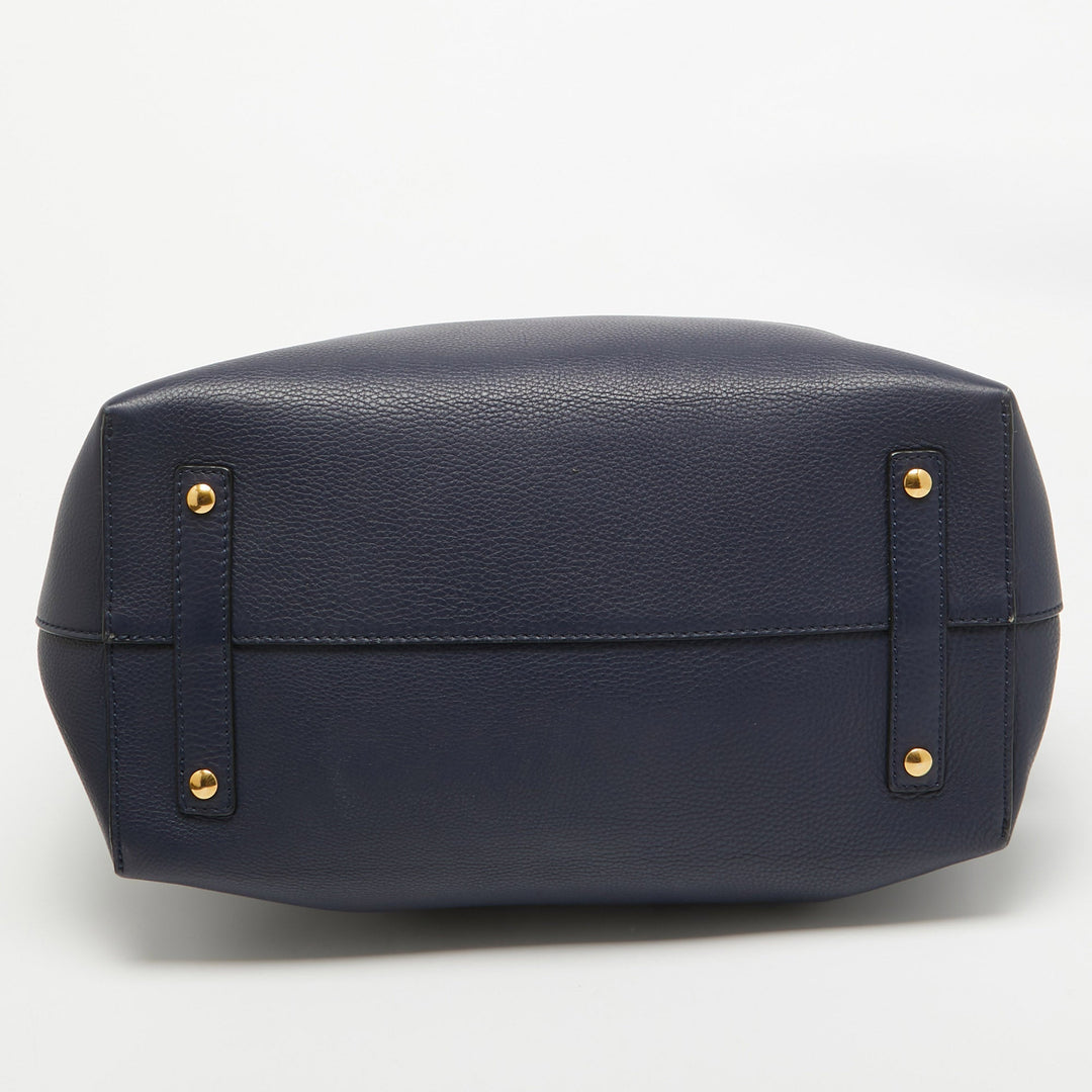 Burberry Navy Blue/White Leather Large Belt Bag