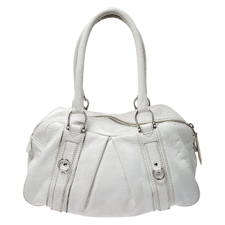 Burberry White Leather Ashbury Satchel