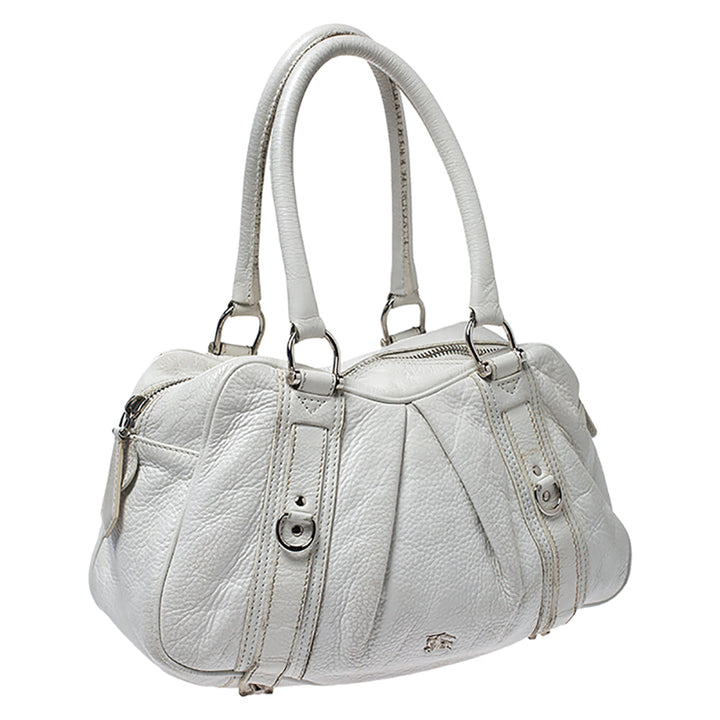 Burberry White Leather Ashbury Satchel