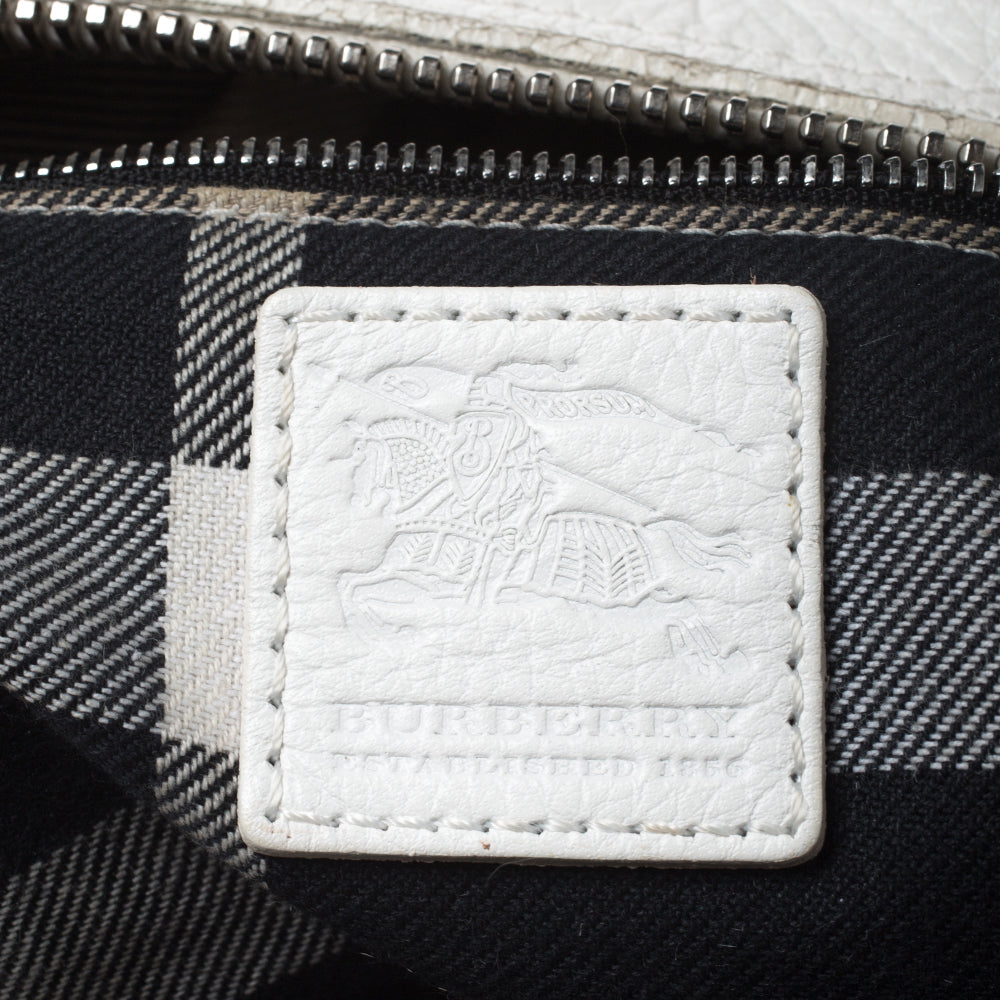 Burberry White Leather Ashbury Satchel