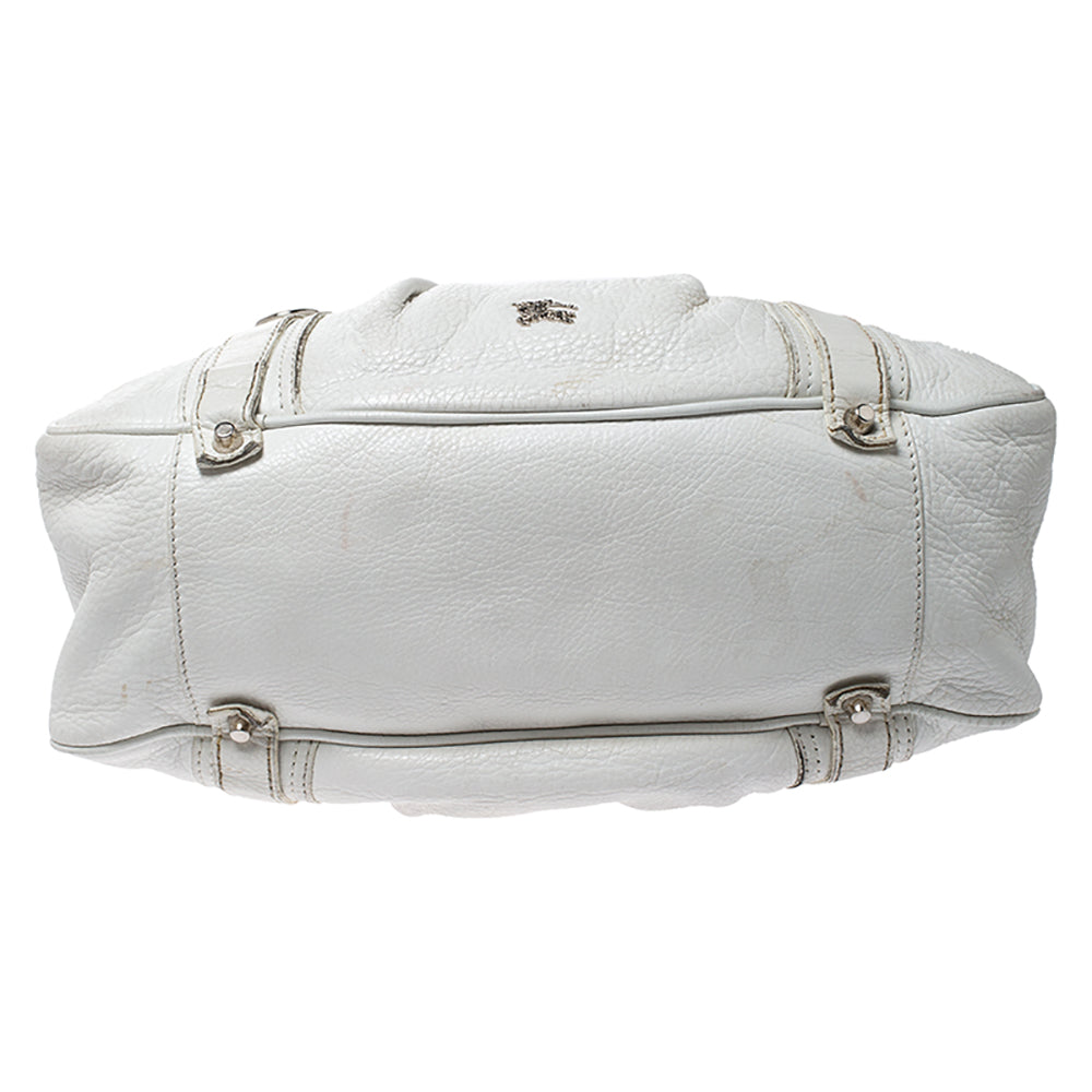 Burberry White Leather Ashbury Satchel