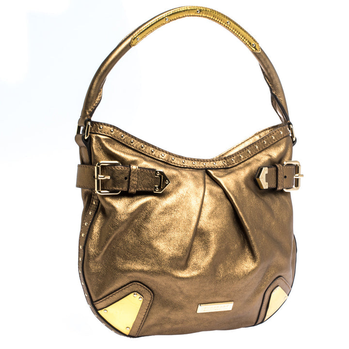 Top Quality Burberry Gold Leather Hartley Hobo