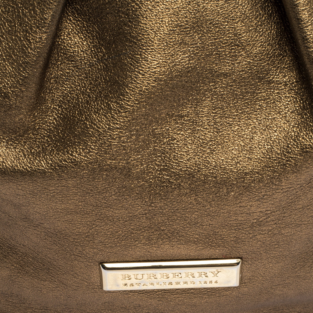 Burberry Gold Leather Hartley Hobo