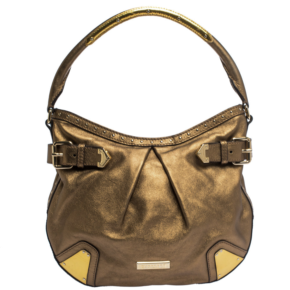 Top Quality Burberry Gold Leather Hartley Hobo