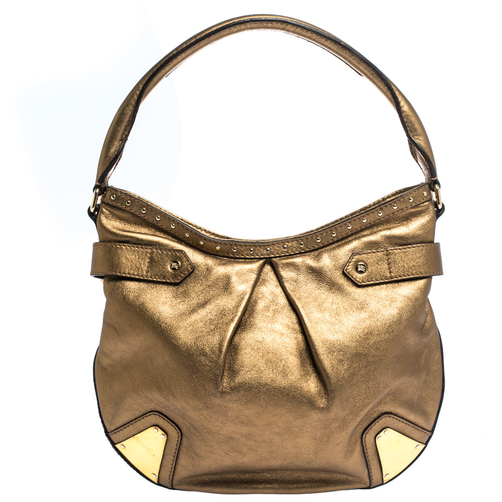 Top Quality Burberry Gold Leather Hartley Hobo