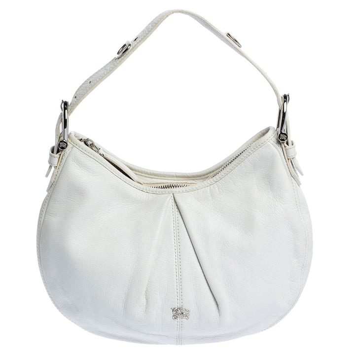 Top Quality Burberry White Leather Small Malika Hobo